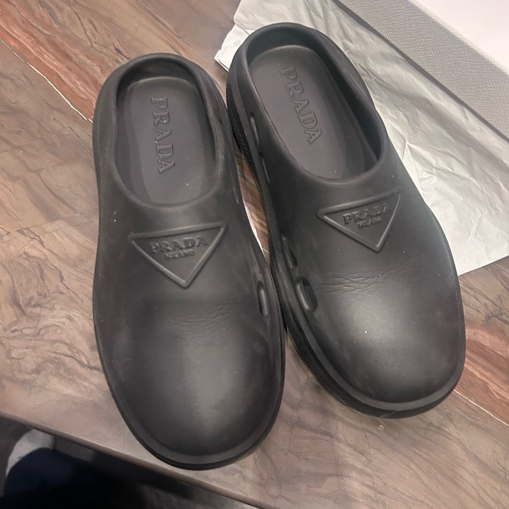 Prada Calzature Donna Mellow Slides / Sandals Noir WITH BOX AND TAGS - Picture 5 of 5